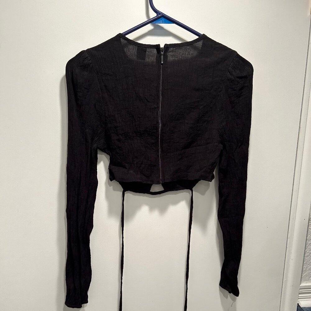 Shein cropped black tie top